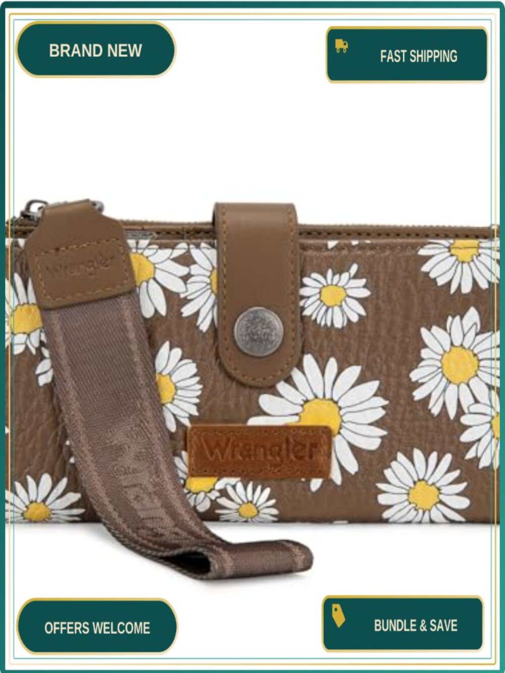 Wrangler Bifold Clutch Wallet PU Leather RFID Wristlet